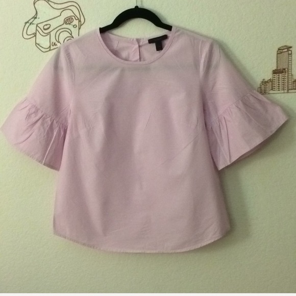 J. Crew Tops - J.Crew ButtonUp Back Pink Short Puff Sleeve Blouse